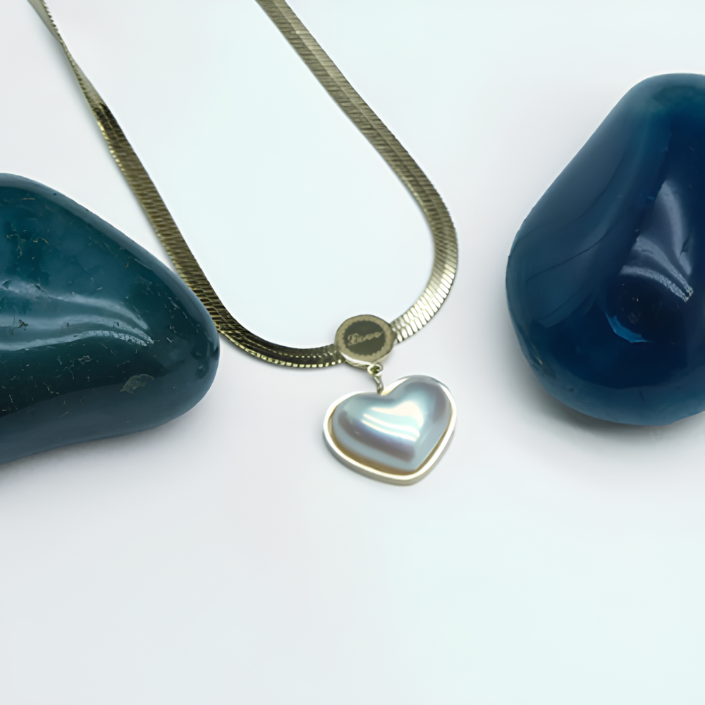 Silver İncili Kalp Kolye